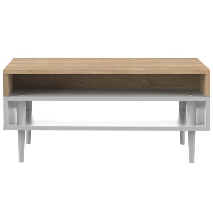 Miliboo - Table basse scandinave bois et blanc STRIPE - Cdiscount Maison