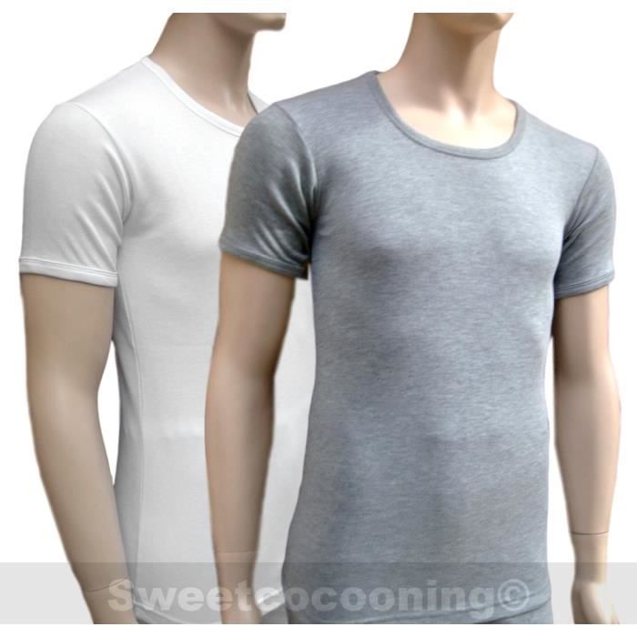 Sous-v/êtements thermiques /à manches courtes col en V pour homme 2 couleurs 4 tailles