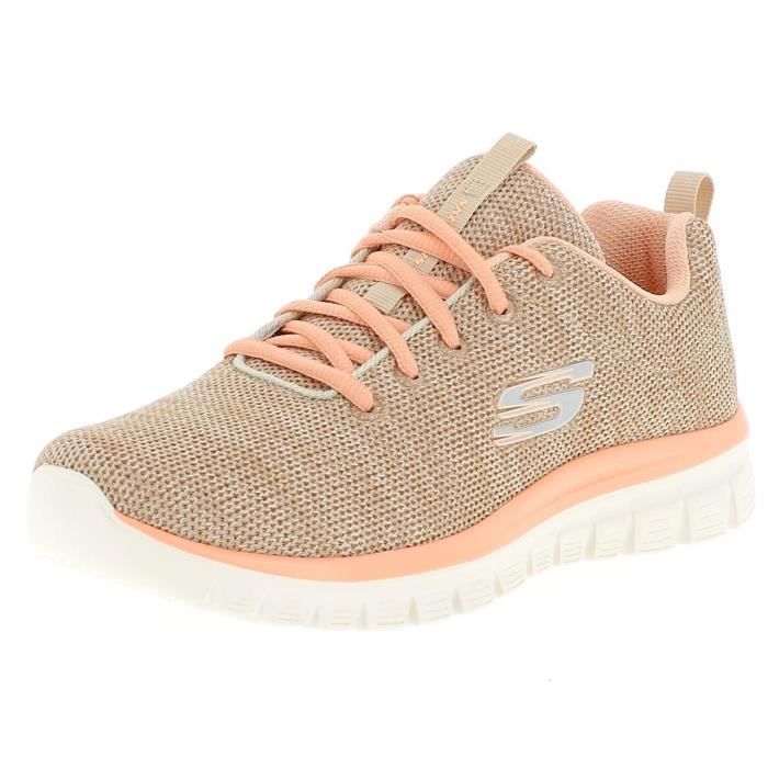 chaussures fitness pour femme - skechers graceful chine fitness - beige - semelle à mémoire de forme