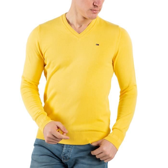 Pull jaune col v Clearance