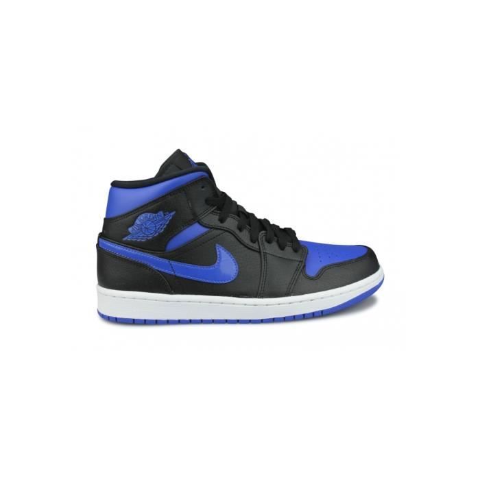 NIKE Baskets Air Jordan 1 Mid Royal 2020 Bleu/Noir Mixte Noir/Bleu