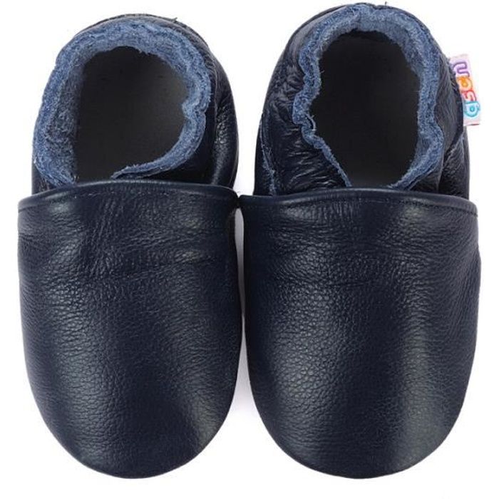Chaussons Bebe Et Enfant En Cuir Souple Chaussures Bebe Cuir Veritable Bambin Pantoufles Bleu Cdiscount Chaussures