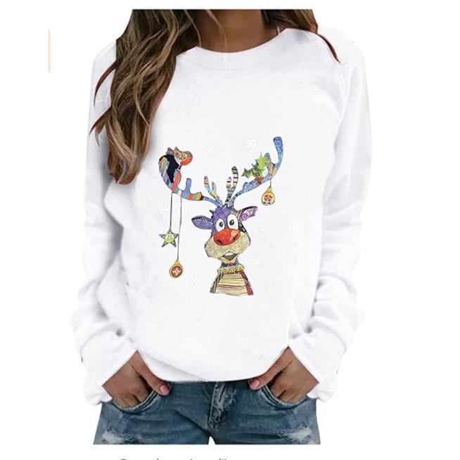 Pull De Noël Moche (Ugly) Pour Femme - Sweat-shirt à Manches Longues Drôle Et Coloré - Pour Les Fêtes Décontractées