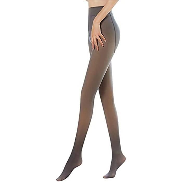 Femmes Thermiques Collants dhiver Jambes Polaire Chaud Faux Translucide Extensible Collant en Molleton Leggings Taille Haute