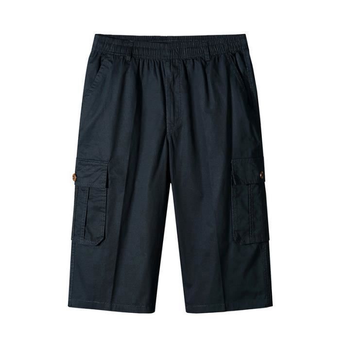 pantacourt-cargo-homme-en-coton-taille-elastique-casual-pantalon-court