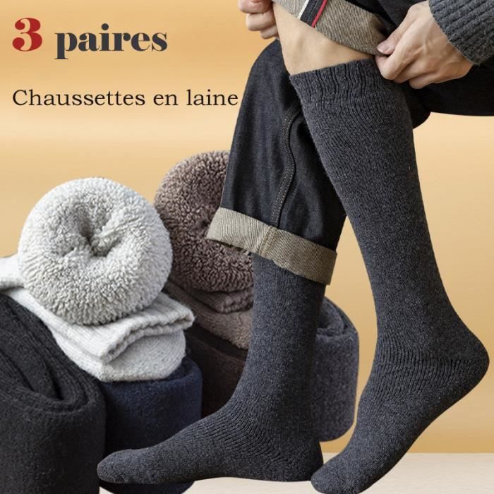 Chaussettes thermiques en laine pour homme