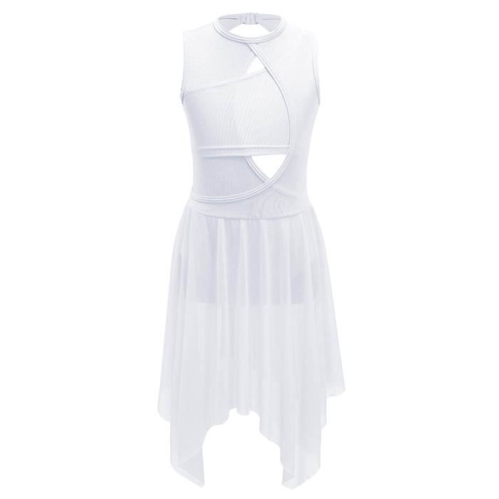 Robe De Danse Latine Fille Robe De Danse Classique Fille Avec Strass - Justaucorps Asymétrique - 5-16 Ans Robe Danse Enfant Strass