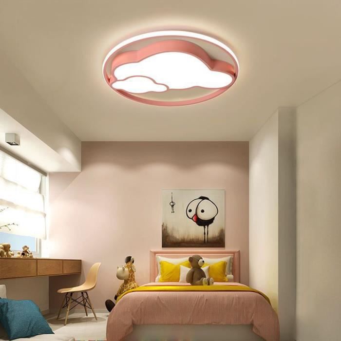 Plafonnier LED 32W, Plafonnier nuage créatif, dimmable à distance 3000K  6000K, L42W25H6cm Plafonnier nuage rose superfin pour chambre d'enfant et  salon