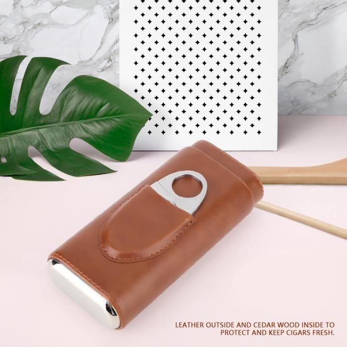 Duokon Étui à cigares Cave à Cigares, Extérieur en Cuir de Cèdre, Boîte à Cigares de linge pack