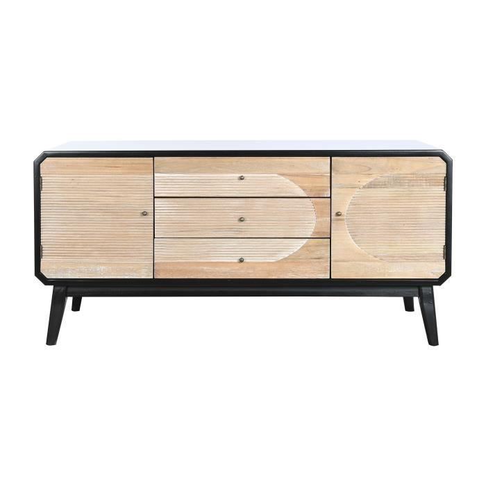 Meuble TV en bois coloris naturel noir - Longueur 120 x Profondeur 50 x hauteur 58 cm