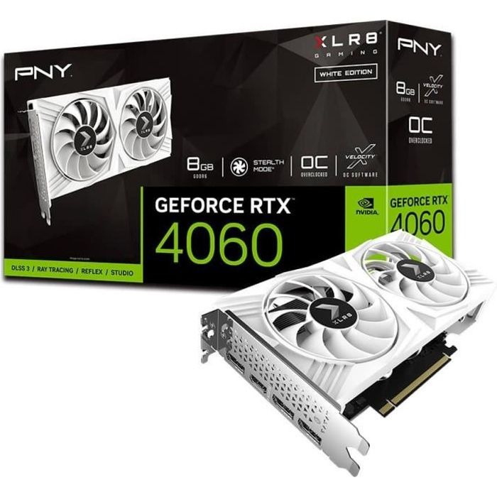 PNY - Carte graphique - GeForce RTX™ 4060 8GB XLR8 Gaming VERTO Overclocked  Dual Fan Edition DLSS 3 - Cdiscount Informatique