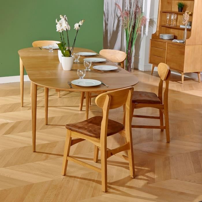 table de repas - robin des bois - nathalie - extensible - bois d'hévéa - style scandinave