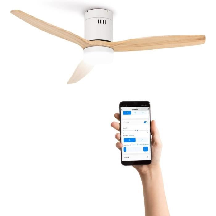 Ventilateur de plafond - Create - WIND CALM SCULPT - Silencieux - LED - 132 cm - Bricolage