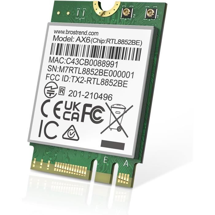 Yunseity Carte WiFi AX210NGW WiFi 6E + Bluetooth 5.2 – M.2 NGFF 2.4/5/6 GHz, MU-MIMO, Windows 10/11, Linux, Chrome OS