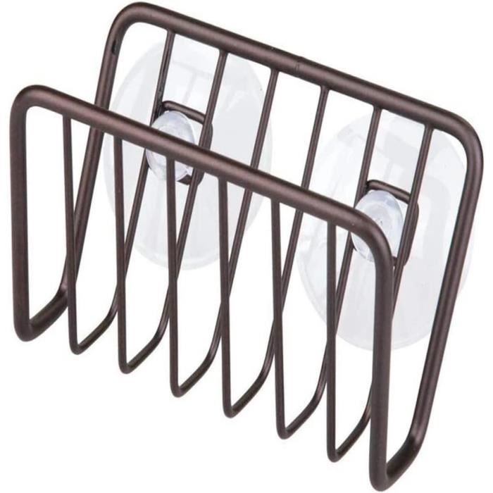 HLOOL Porte-Éponge Évier Cuisine – Support Adhésif Argent Mat Multifonction Pour Éponge, Brosse Et Bouchon