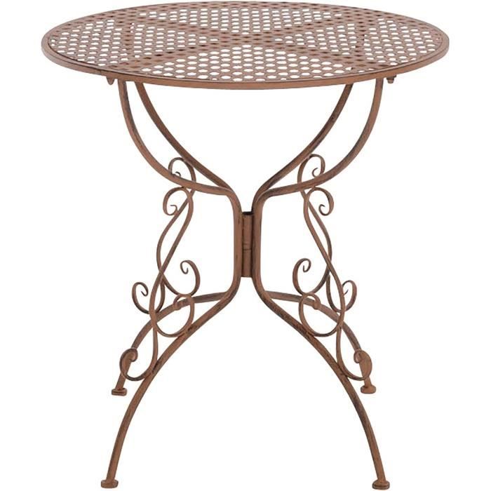 table de jardin ronde amanda en fer forgé -table de bistrot de style nostalgique hauteur 74 cm - table de terrasse diamètre de 7252