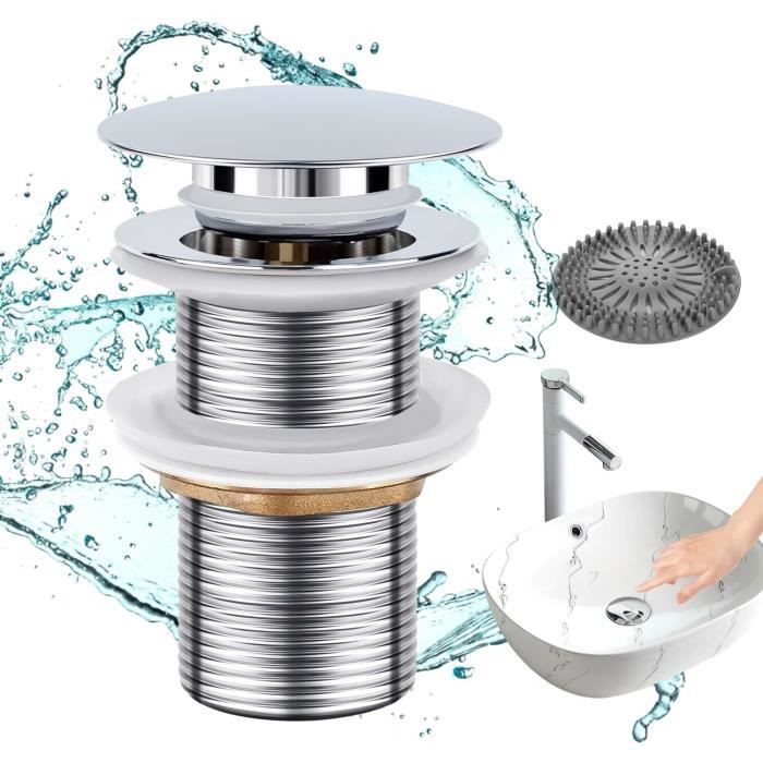 SURFOU Bonde Lavabo Pop-up Sans Trop-Plein – Clapet Acier Inoxydable Anti-Colmatage Chromé – Vidage Rapide Et Étanché