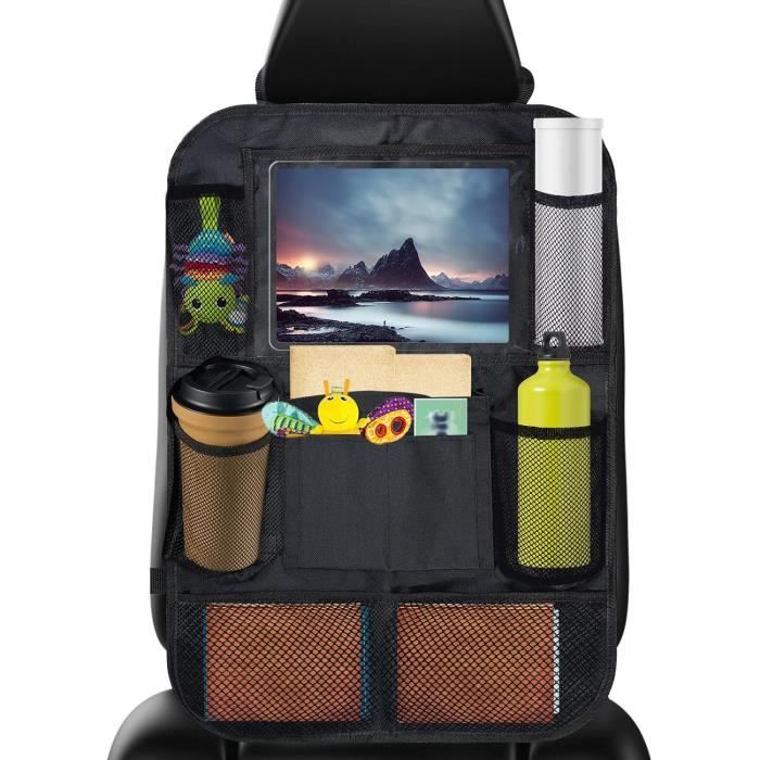 Organisateur Siège Auto BillyBath - Support Tablette Transparent - 10 Poches De Rangement - Noir