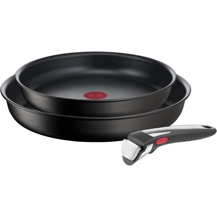 Tefal Ingenio Unlimited On L3959143 Lot de 3 poeles empilables, a induction, nettoyage facile, revetement antiadhesif, indica