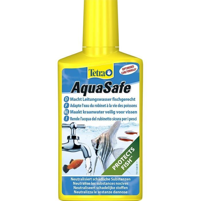 Conditionneur deau pour aquarium - TETRA - Aquasafe - Neutralise chlore et chloramine - Élimine les métaux lourds