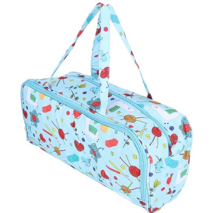 Sac De Rangement Tricot Et Couture Haofy – Tissu Chanvre, Motif Fleur Mauve, 40x14x14 Cm - 5