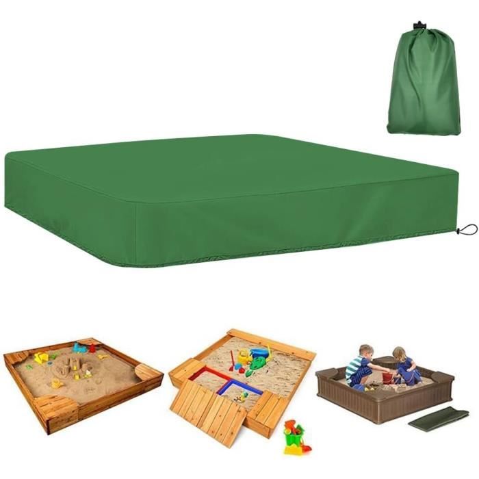 Housse De Bac à Sable 150x150x20 Cm – Bâche Imperméable Oxford 210D, Cordon De Serrage, Anti-UV, Pour Jardin