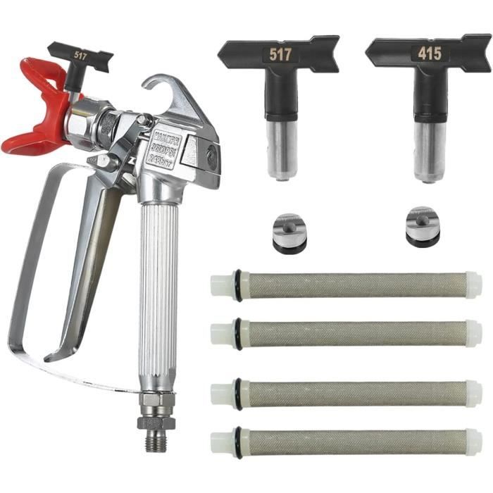 Mophorn Kit de tuyau de pulvérisation de peinture sans air, 50ft 3600 psi tube en fibre haute pression, 8-inch tige d'extension, 517 Tip Guard, 1/4 Swivel Joint pour les maisons, les bâtiments