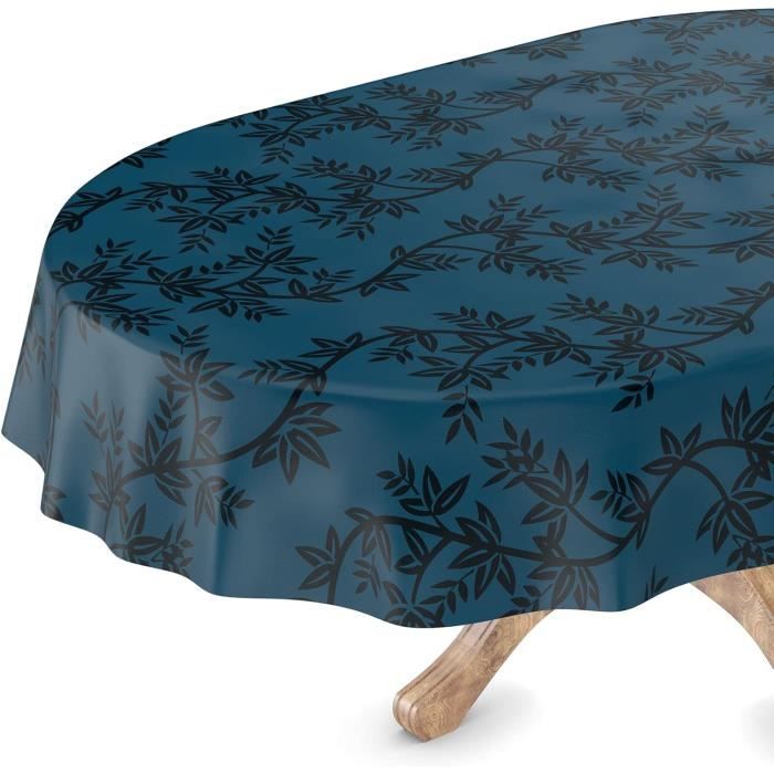 Nappe Lavable Au Mètre 200 X 140 Cm (Bord Coupé) En Pois Bleu Glacier - 6