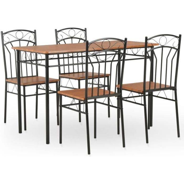 VidaXL Ensemble de salle à manger 5 pcs MDF et acier Marron - Cdiscount