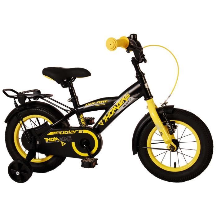 Vélo pour enfants Volare Thombike - Garçons - 12 pouces - Noir Jaune - 95% assemblé
