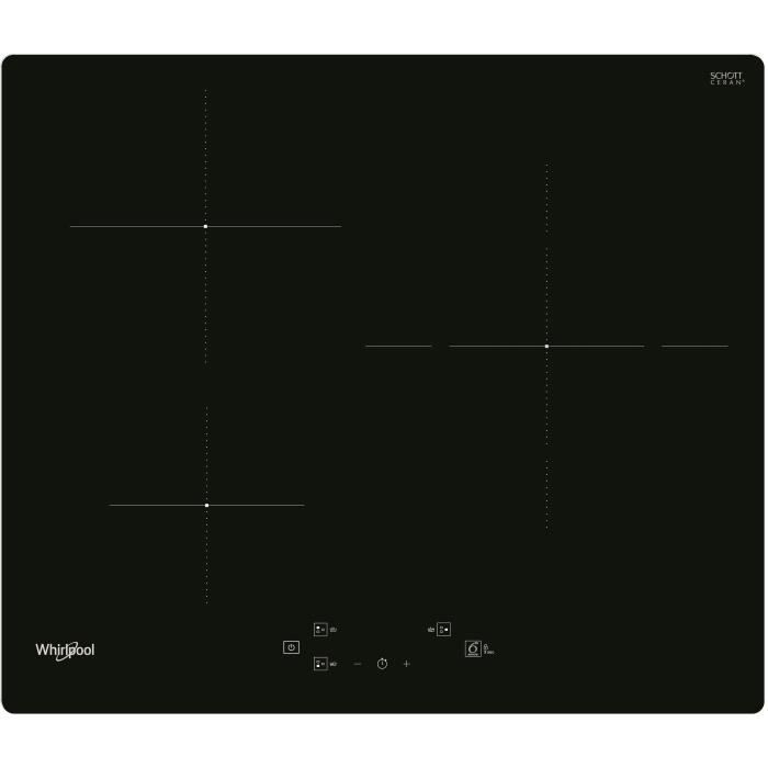 Whirlpool WSQ1160NE table de cuisson induction - 3 foyers - 7200W - L 5,4 cm x P51 cm - verre - noir