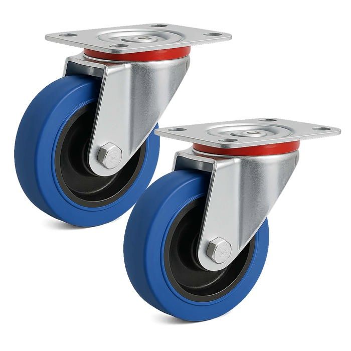 Wiltec Kit 4x Roulette – 2x Pivotantes double arrêt et 2x Fixes