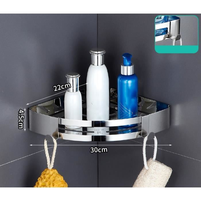 2 Étagères Douche Angle Sans Perçage Acier Inoxydable 304 - Rangement Salle De Bain 25x25cm