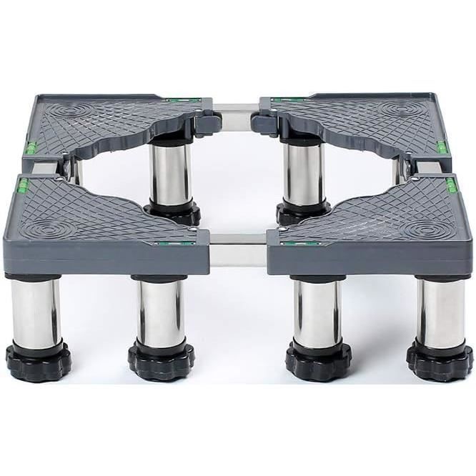 Base Réglable Machine à Laver Et Sèche-Linge - 4 Roues + 4 Pieds, Charge 300kg - Socle Antivibrations Inox Avec Accessoires