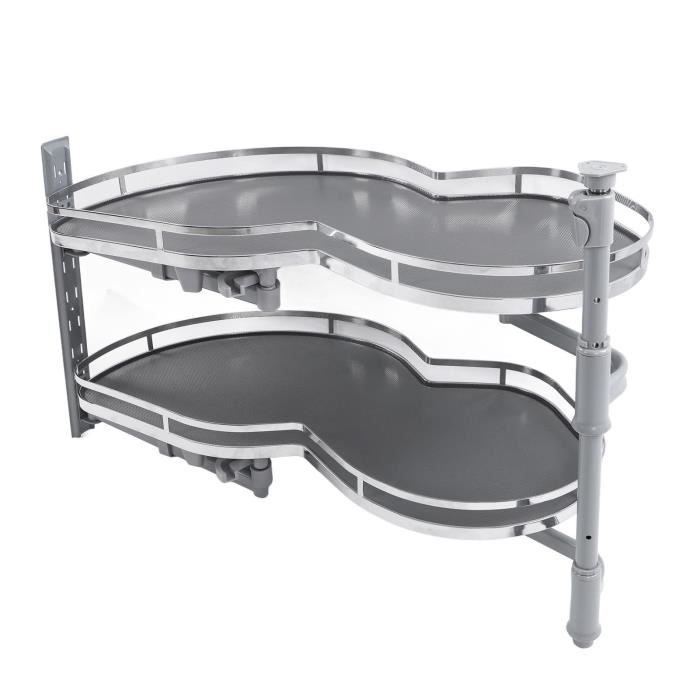 Plateau pivotant coulissant pour armoire Plateau d'armoire d'angle aveugle à 2 niveaux, réglable