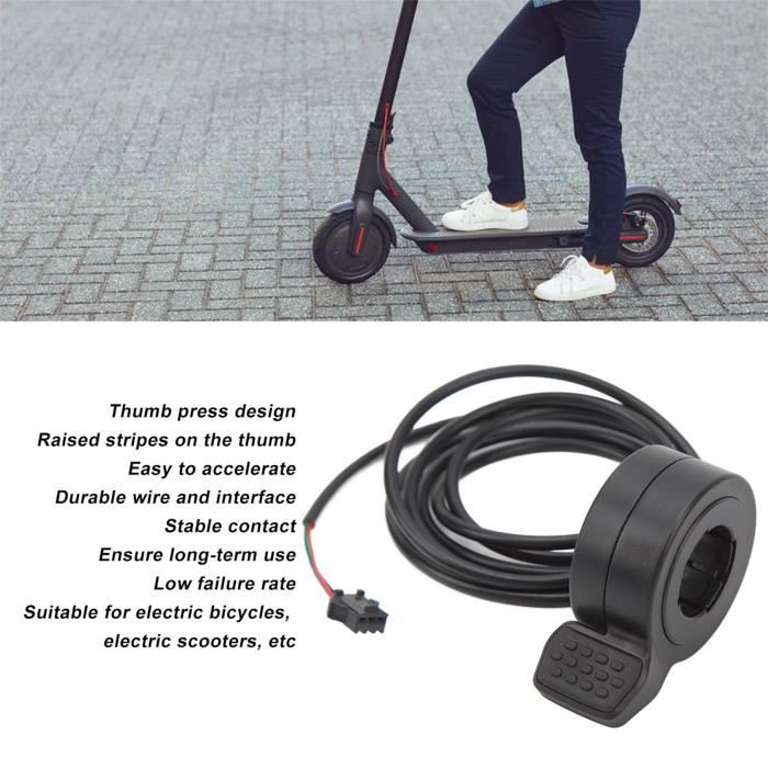 Accélérateur Au Pouce Pour Vélo/Scooter Électrique - Commande De Vitesse Sensible, Câble 1.8m, Guidon 22.5mm