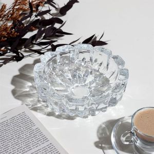 24 Cendriers En Verre Ronds 10cm - Transparents Avec Porte-cigarettes - Pour Intérieur Et Extérieur