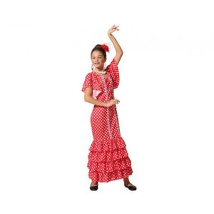 Costume Da Ballerina Di Flamenco Rossa Per Bambina - Vestito A Pois Con Fermaglio, Taglia M (7-9 Anni)
