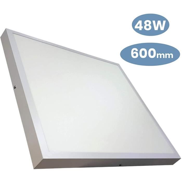 Plafonnier LED Carre De Surface 60 x 60 cm. 48 W. Couleur Blanc Froid  (6500K). 4400 lumens. Lampe de surface lumineuse.153 - Cdiscount Maison
