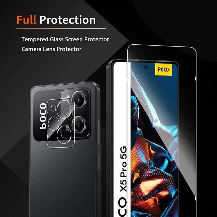 Pack d'accessoires Xiaomi Poco X5 Pro avec 3 Protection d'écran + 3 Film  protection