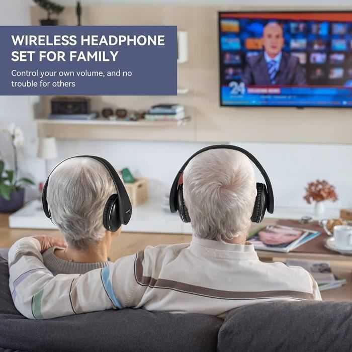 Casque TV sans fil Casque sans fil pour regarder la télévision, système de  casques auditifs numériques 2,4 GHz avec casque optique clarifiant la voix  des personnes âgées et malentendantes 