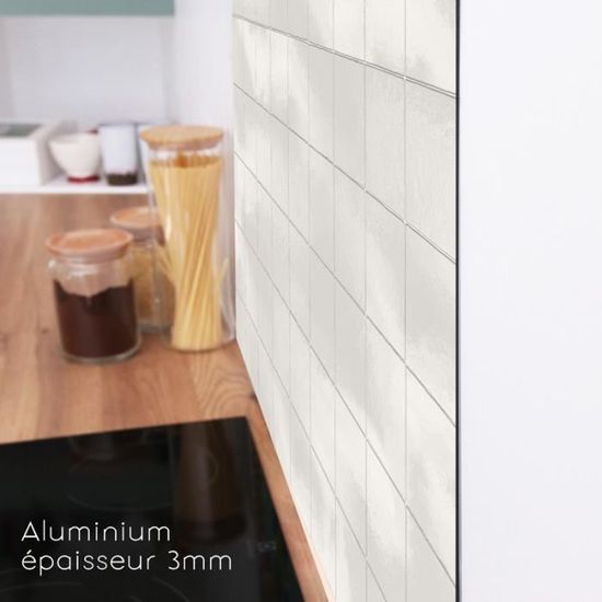 Crédence De Cuisine En Aluminium 60x40 Cm - Motif Couleur Beige - Protection Anti-éclaboussures, Facile à Nettoyer - 7