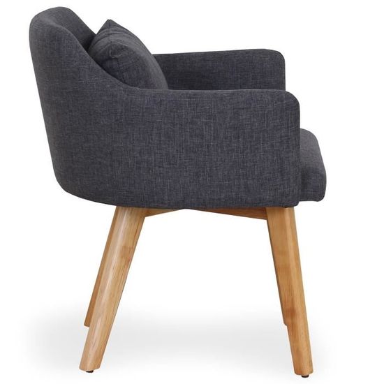Chaise Fauteuil Scandinave Gybson Tissu Gris Foncé