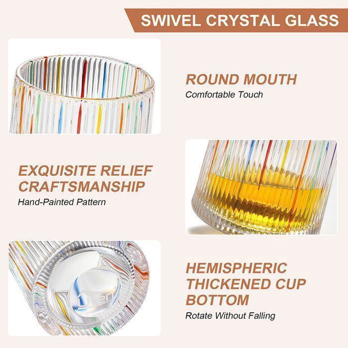 Verre à Whisky Rotatif Uten 275ml - Avec Dessous En Bambou - Design Original Pour Cocktails, Café Ou Décoration