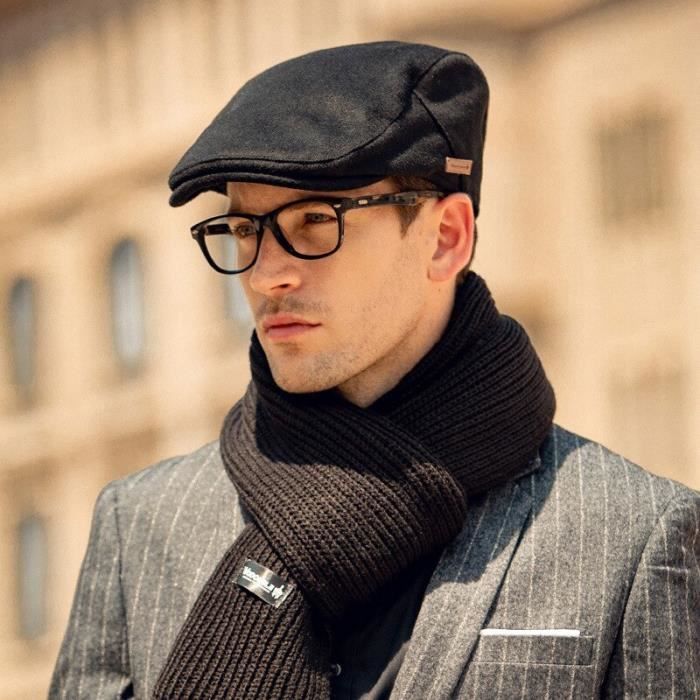 Casquette,chapeau en laine pour homme, béret épais, style Vintage anglais,  automne et hiver - Type Black -B - Cdiscount Prêt-à-Porter