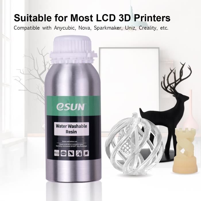 Résine lavable à l'eau eSUN pour imprimante 3D LCD. Bouteille en aluminium.  Matériau d'impression liquide Consommables de dureté - Cdiscount  Informatique