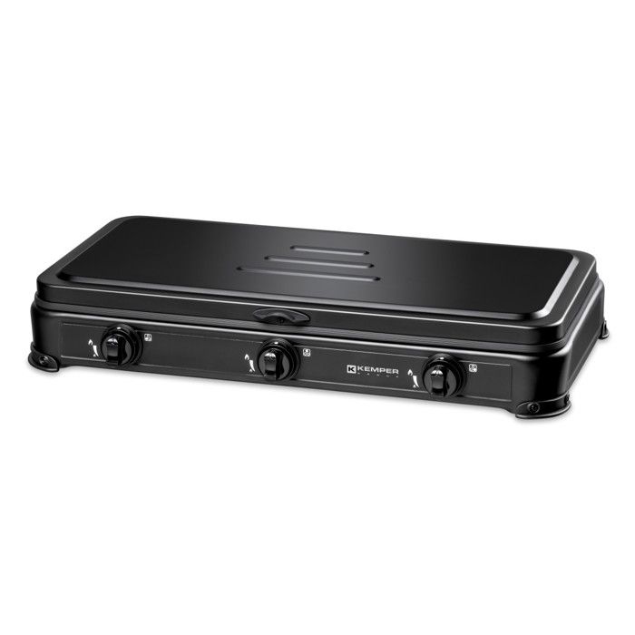 NJ NGB-S3 Réchaud à Gaz Intérieur 3 Feux - Plaque De Cuisson Portable Puissante 26600 BTU Avec Allumage Automatique