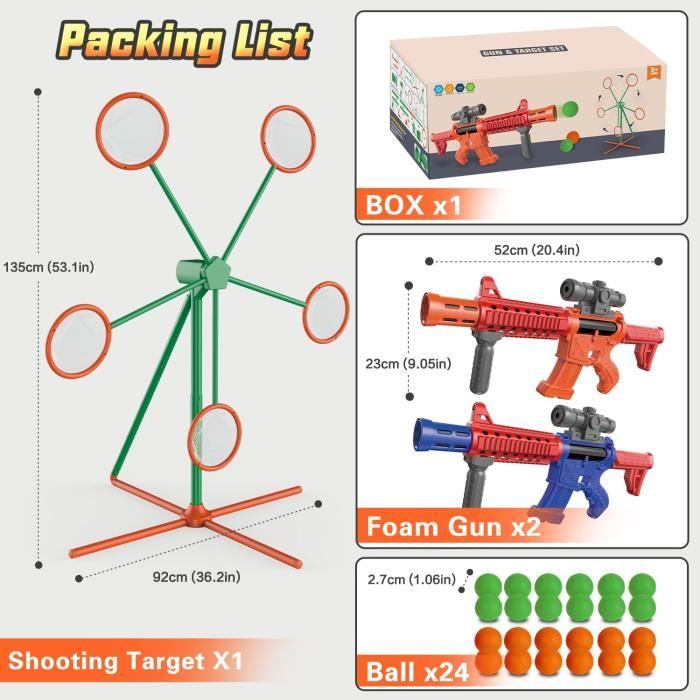 Jouets de tir de canard pour enfants, lot de 2 pistolets en mousse avec  cibles mobiles, cadeau de jeu interactif, à partir de 6 ans - Cdiscount  Jeux - Jouets
