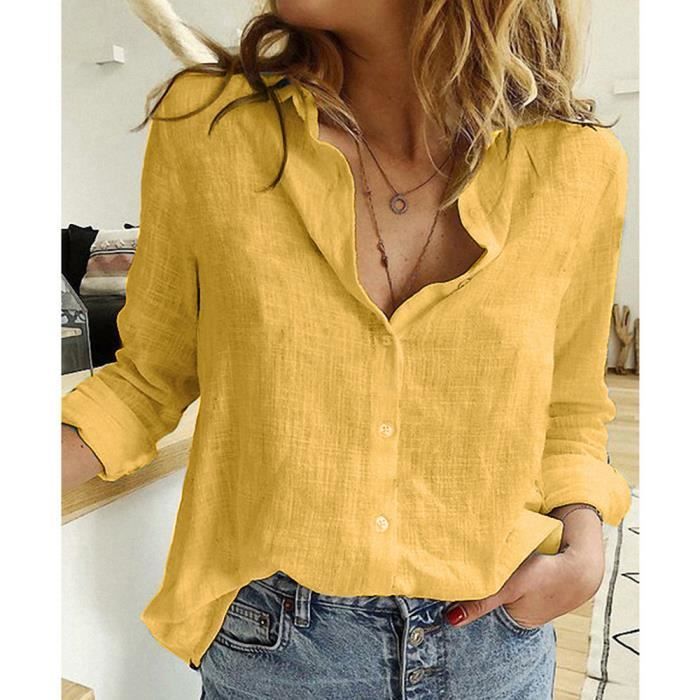 Femmes Chemisier en Coton et Lin a Manches Longues T SHIRT La taille est trop petite une taille au dessus rose NYSTORE Rose Cdiscount Pret a Porter