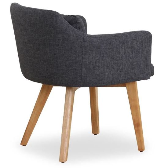 Fauteuil Scandinave Frida En Tissu Gris Foncé - Pieds En Bois, Design Compact Et Confortable